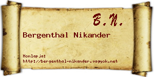 Bergenthal Nikander névjegykártya